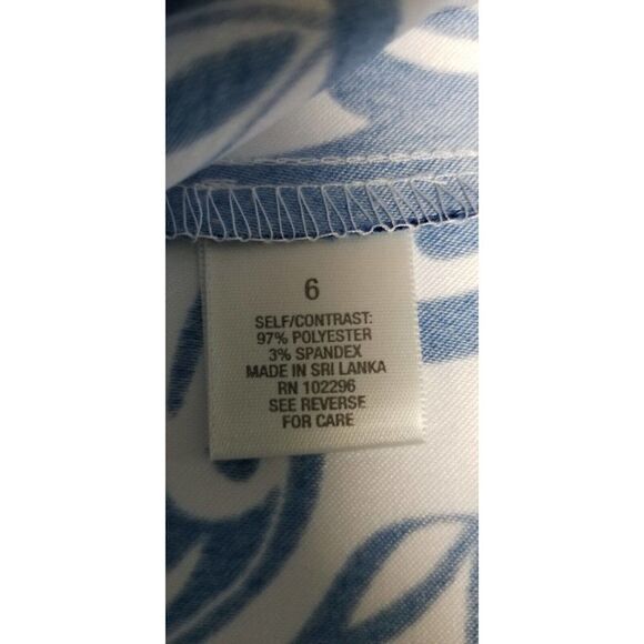 Women's Dress Barn White & Blue Beaded accent Collar Sheath Dress Size 6 - Picture 8 of 9